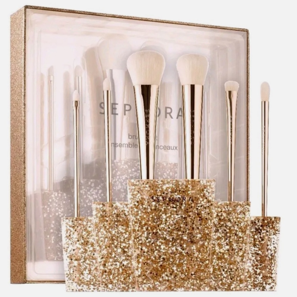 SEPHORA - Bling Gold GLITTER HAPPY Brush Set